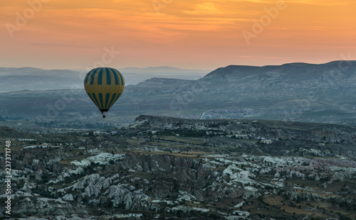 Hot-air balloon flying over Cappadocia