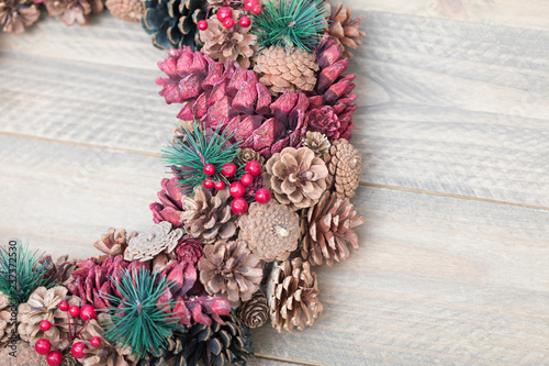 Holiday Pine Cone Wreath Detail photo