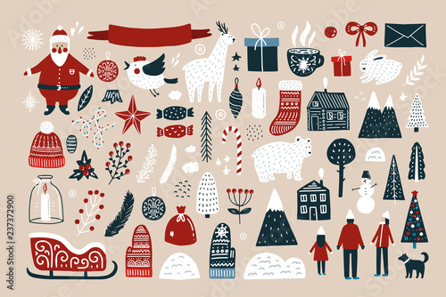 Set of elements for Christmas design