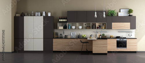 Modern kitchen with full accessories