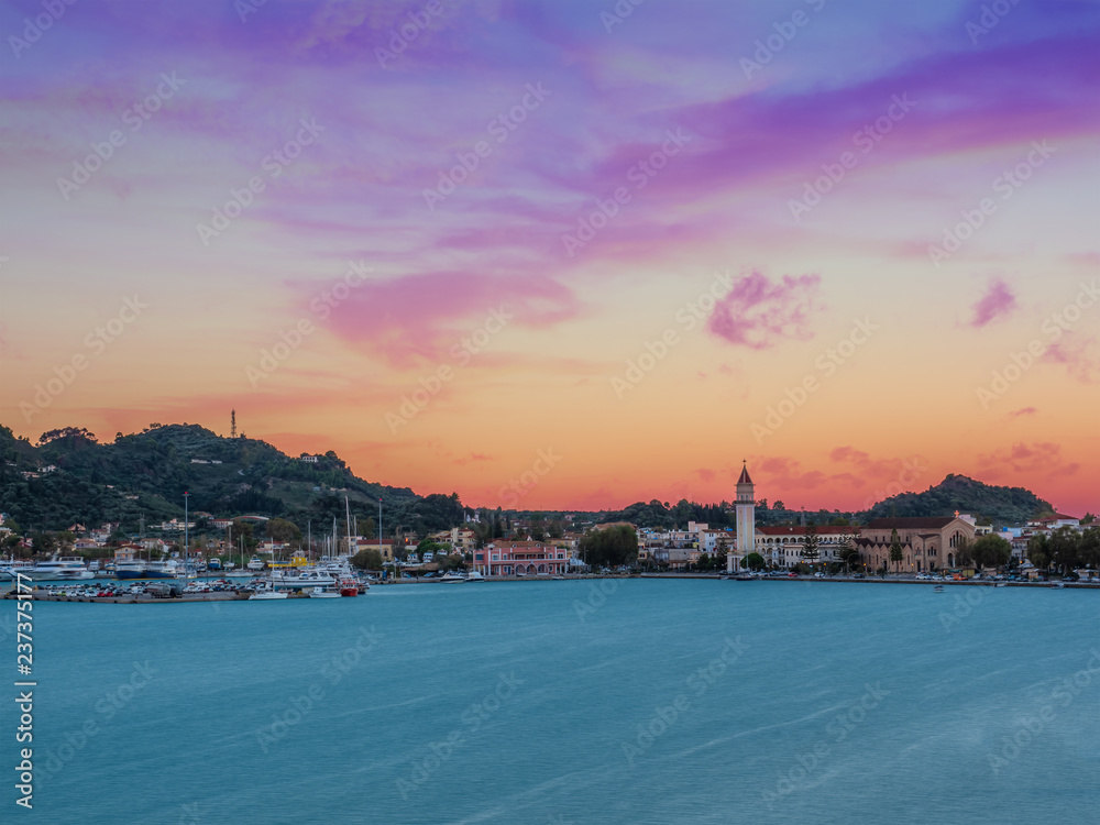 Sinrise over in Zante town harbor, Zakinthos