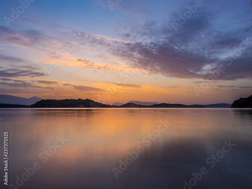 Sunrise on the bay of Nidri in Lefkas island Greece photo