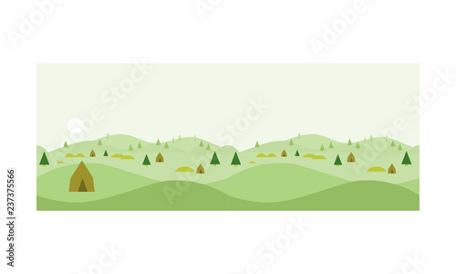 Nature landscape at day time  summer vacation  hiking and camping vector Illustration