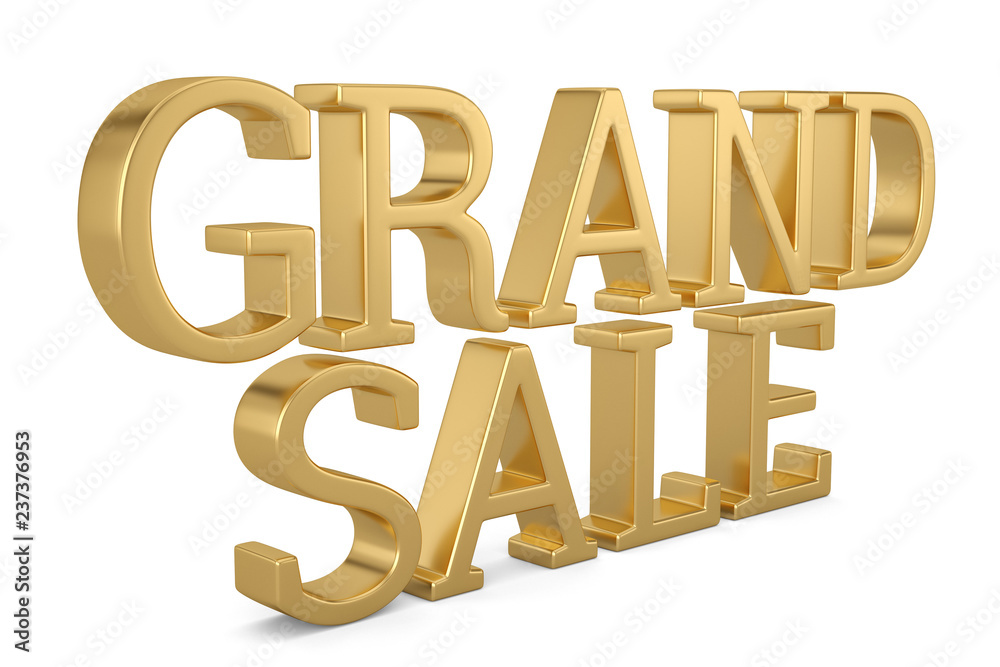 Grand sale text isolated on white background 3D illustration. Grand sale text isolated on white background 3D illustration.
