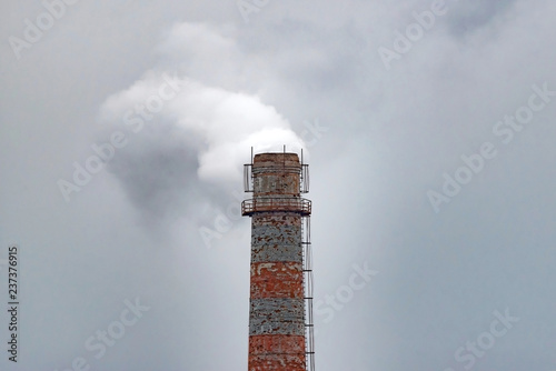 Smokestack at the factory with toxic gases.