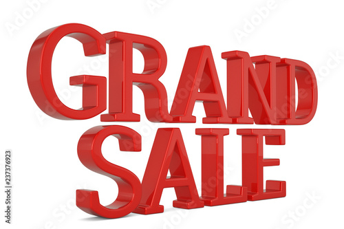 Grand sale text isolated on white background 3D illustration.