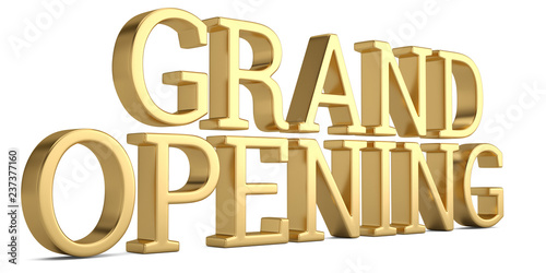 Grand opening text isolated on white background 3D illustration.