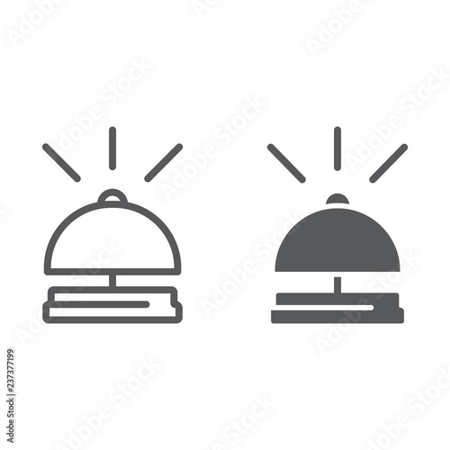 Bell line and glyph icon, hotel and call, reception sign, vector graphics, a linear pattern on a white background.