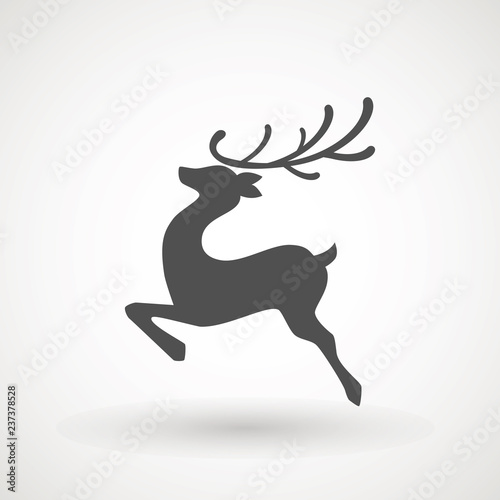 Deer running silhouette   Reinder icon design for Xmas cards  banners and flyers  vector illustration isolated on white background. Logo template. Elk logotype. Hunting.