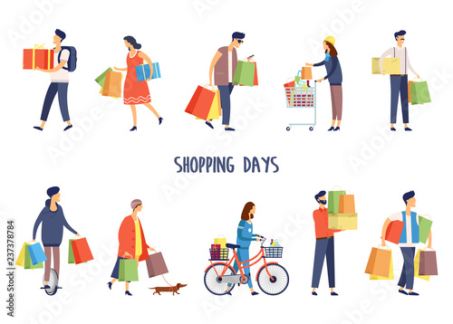 People at supermarket doing shopping.Man and woman
