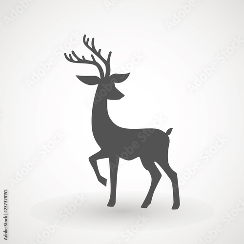Deer running silhouette   Reinder icon design for Xmas cards  banners and flyers  vector illustration isolated on white background. Logo template. Elk logotype. Hunting.