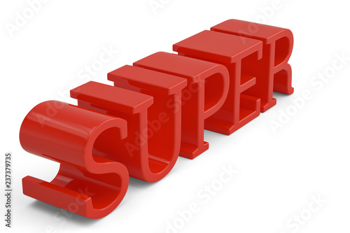 Super text isolated on white background 3D illustration.