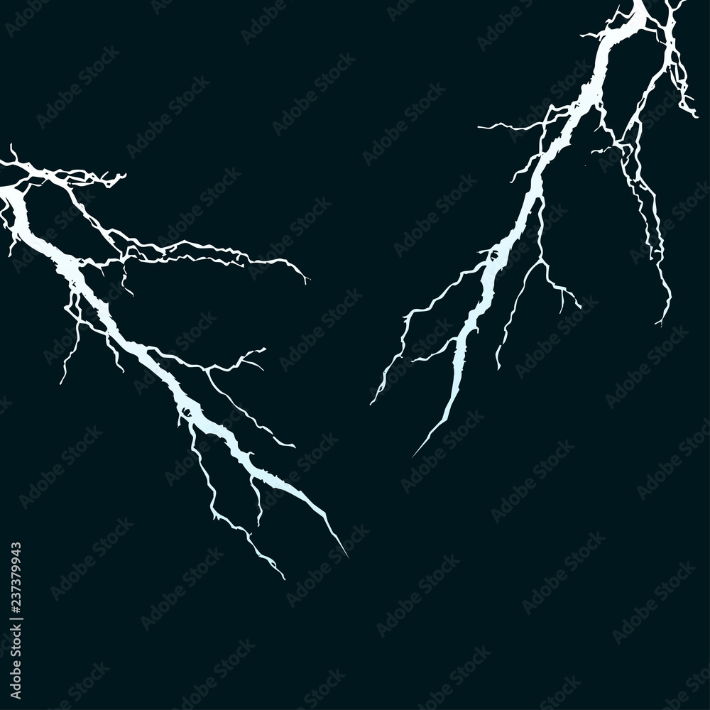 Powerful electrical discharge, lightning strike impact place realistic ...