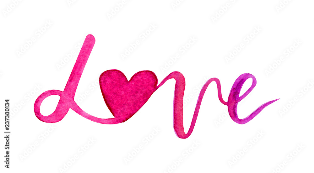 Watercolor Lettering Love, Happy Valentines Day . Aquarelle Holiday Design. Calligraphy for Valentine's Day. Romantic greeting card. Happy Valentine pink text for typography. Hand drawn Illustration. Watercolor Lettering Love, Happy Valentines Day . Aquarelle Holiday Design. Calligraphy for Valentine's Day. Romantic greeting card. Happy Valentine pink text for typography. Hand drawn Illustration.