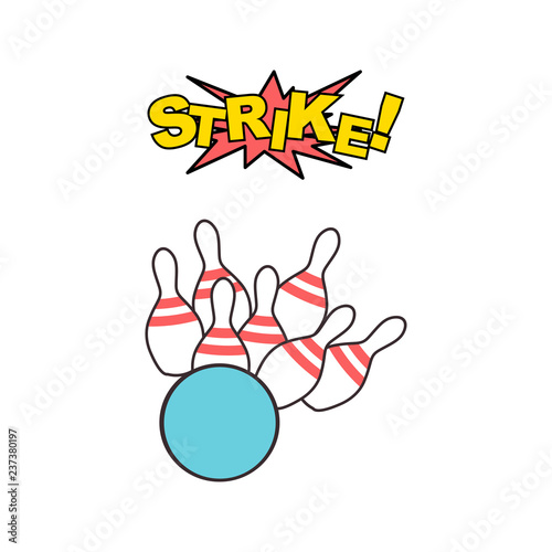 Bowling strike icon. Realistic illustration of bowling strike vector icon for on transparent background
