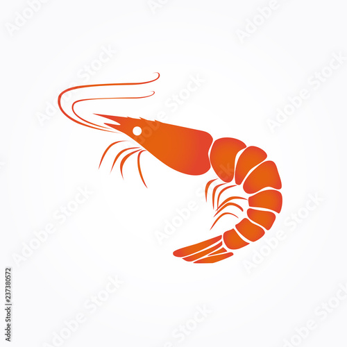 Shrimp icon vector illustration. Stylized sea food concept design element.