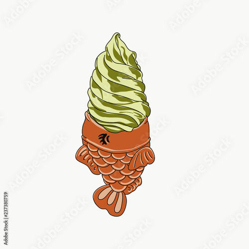 Vector of an ice cream and a fish cracker