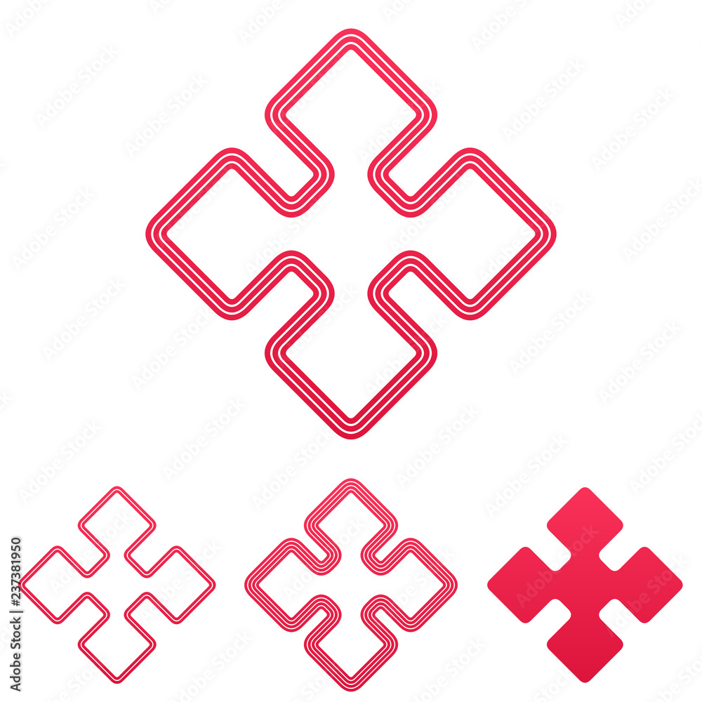 Crimson line research symbol logo design set Crimson line research symbol logo design set