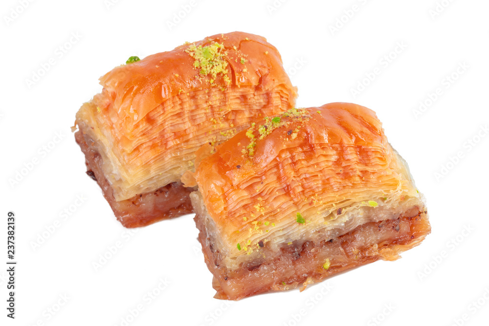 Turkish Ramadan Dessert Baklava isolated on white