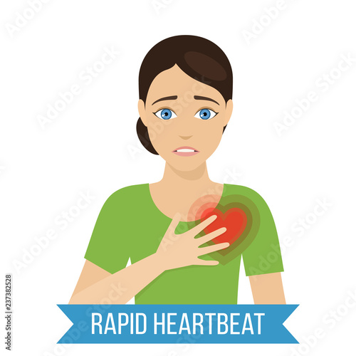 Common symptom of panic disorder - rapid heartbeat. Vector