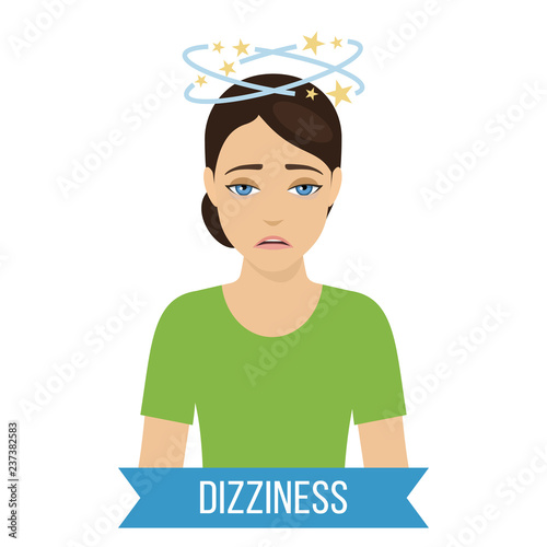 Common symptom of panic disorder - dizziness. Vector