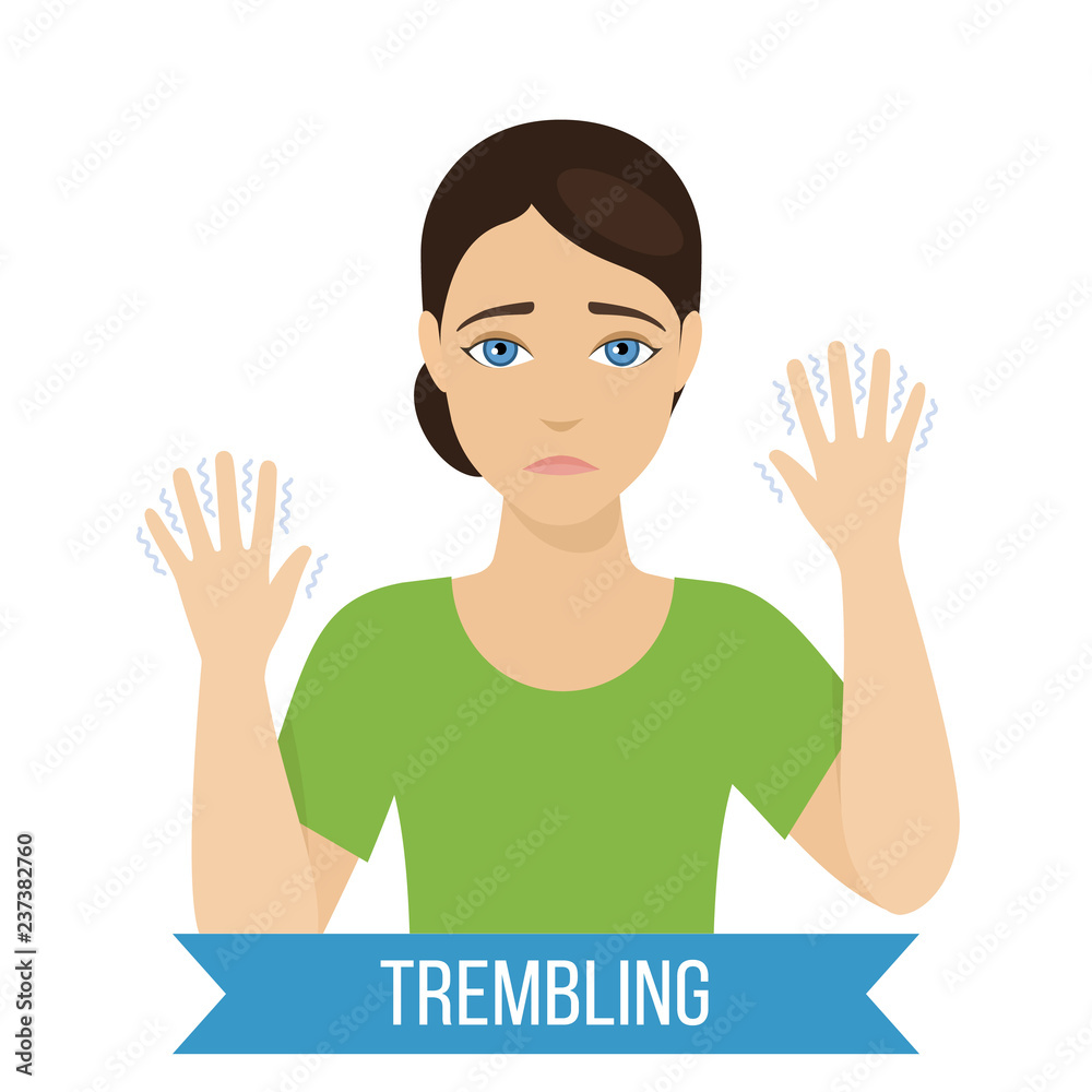Common symptom of panic disorder - trembling. Vector Common symptom of panic disorder - trembling. Vector