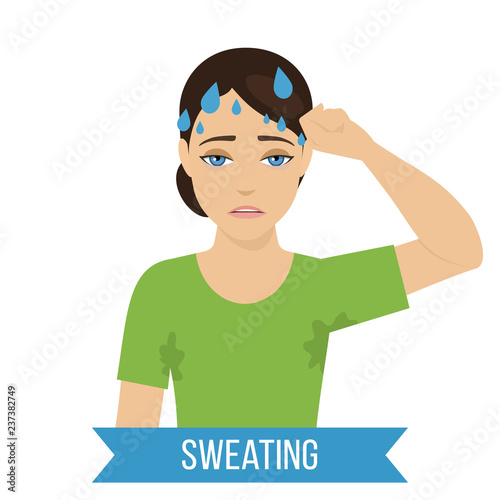 Common symptom of panic disorder - sweating. Vector