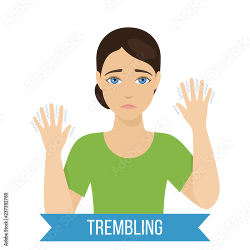 Common symptom of panic disorder - trembling. Vector