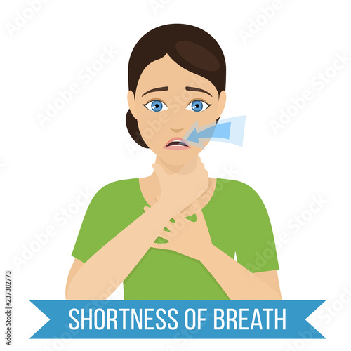 Common symptom of panic disorder - shortness of breath. Vector