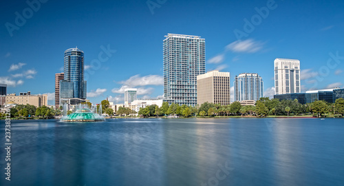 Downtown Orlando from Lake Eola Park on a beautiful sunny Day