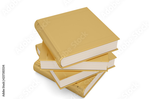 Golden books isolated on white background 3D illustration.