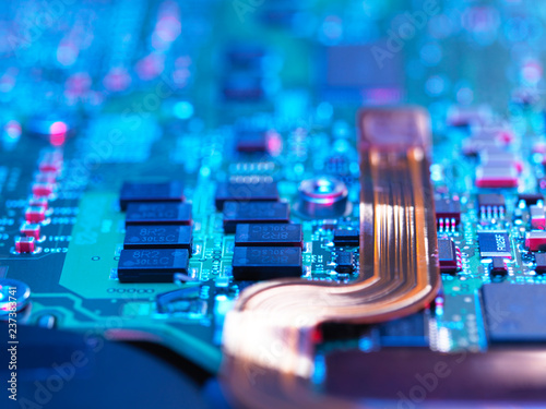 Close up of a laptop mother board photo