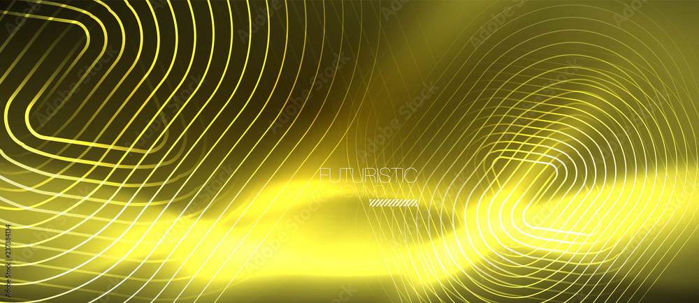 Color shiny neon lights background with abstract lines