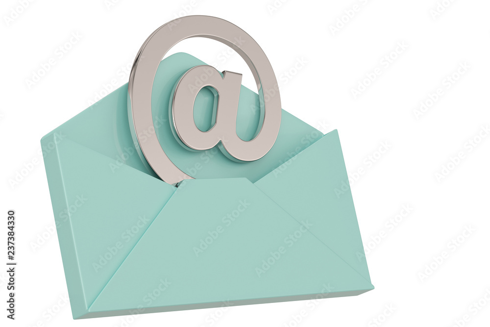 Email symbol with letter isolated on white background 3D illustration. Email symbol with letter isolated on white background 3D illustration.