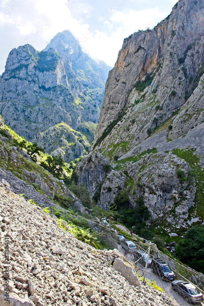The Cares Gorge (Rio Cares) and Cares Trail (Ruta del Cares), Picos de Europa, Asturias, Spain.