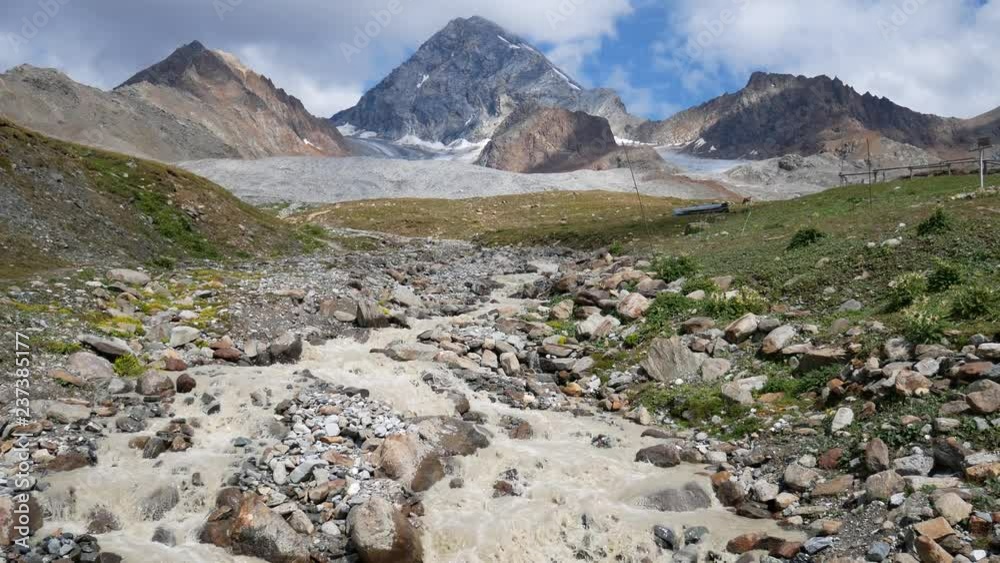 global warming and melting glaciers, Forni glacier, Stelvio, Alps, Italy