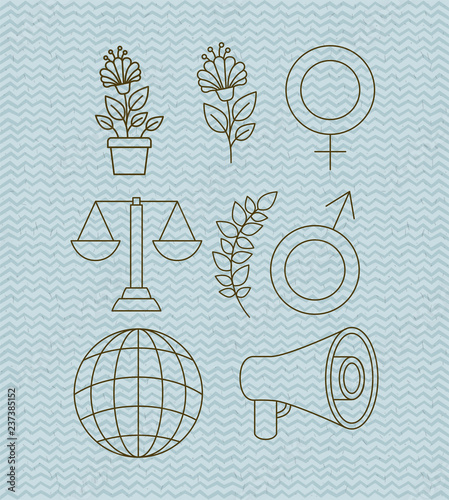 human rights and peace set icons