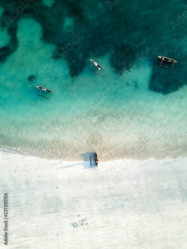 Indonesia, Lombok, Aerial view of Tanjung Aan beach photo