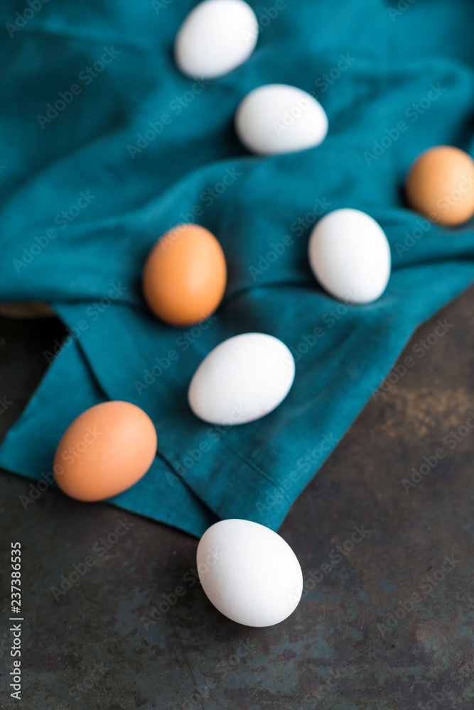 White and brown eggs White and brown eggs