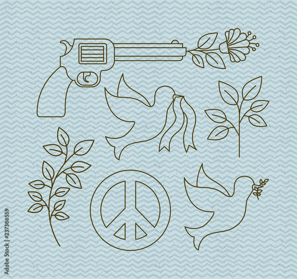 human rights and peace set icons