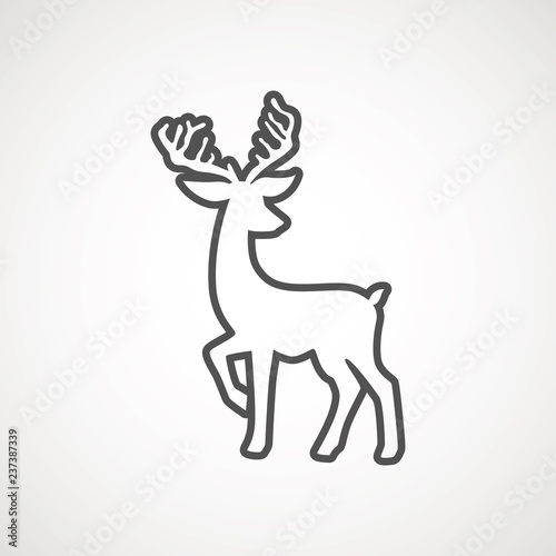 Reindeer line icon. Deer running silhouette   Reindeer icon design for Xmas cards  banners and flyers  vector illustration isolated on white background. Logo template. Elk logotype. Hunting