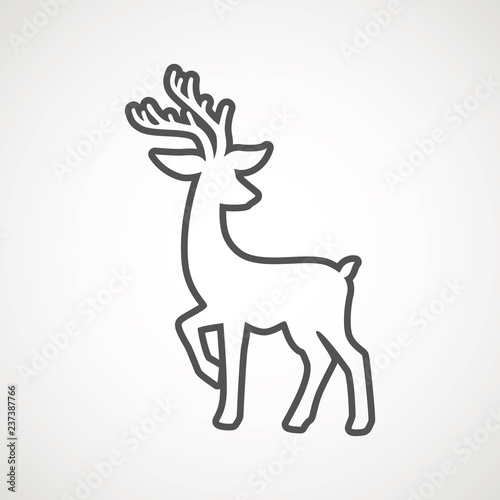 Reindeer line icon. Deer running silhouette   Reindeer icon design for Xmas cards  banners and flyers  vector illustration isolated on white background. Logo template. Elk logotype. Hunting