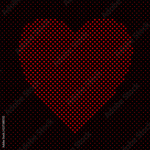 Heart shaped pattern background graphic from red hearts - vector design for Valentine's Day