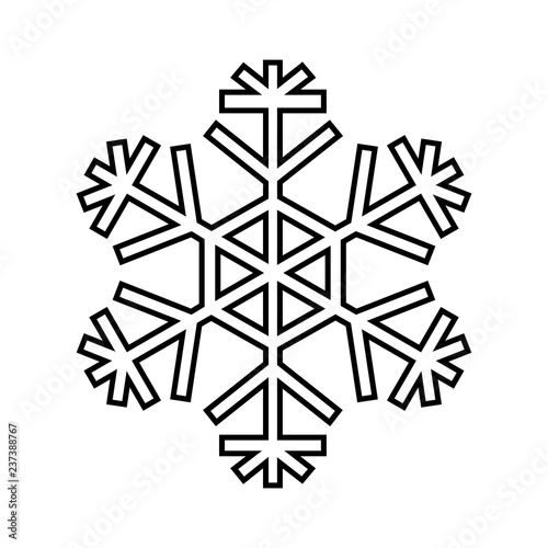 Snowflake line icon. Beautiful six-branch snowflake of artistic shape. Vector Illustration