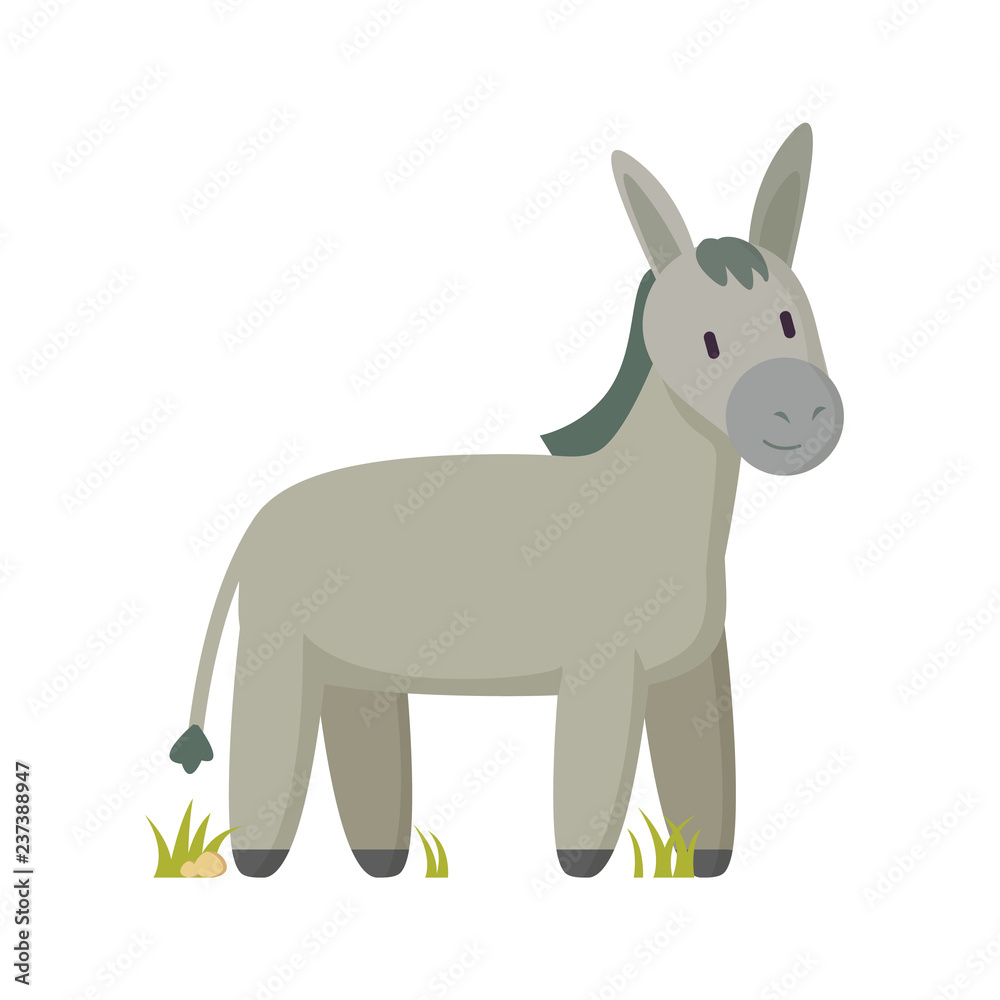 Smiling Cartoon Donkey Character in Pastel Color