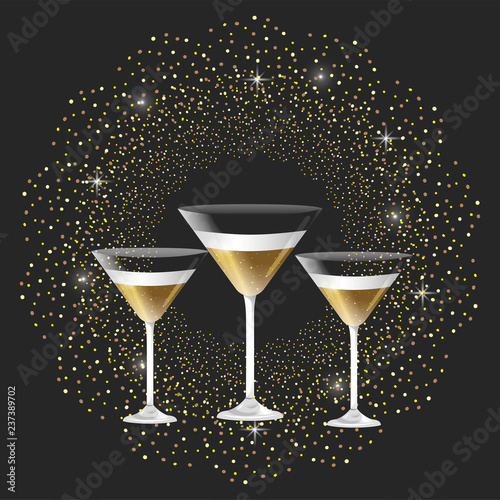 champagne glass with stars to new year holiday photo