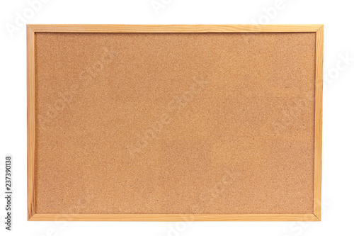 Isolated cork board with wooden frame 