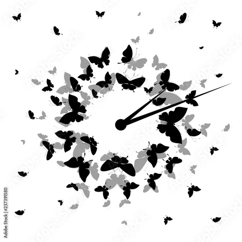 Naklejka na ścianę czarny motyl, na białym tle