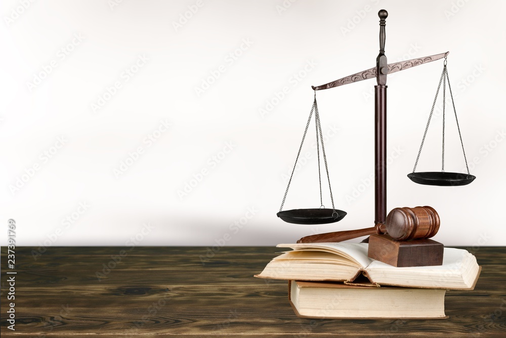 Justice Scales and books and wooden gavel on table. Justice Justice Scales and books and wooden gavel on table. Justice