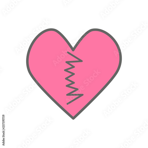 Pink broken heart icon